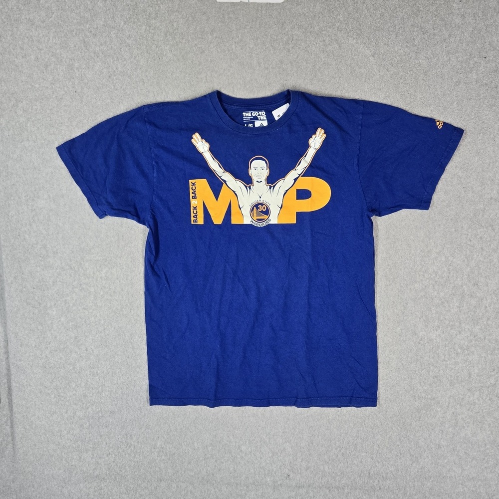 Golden State Warriors Men Shirt L/G Blue Adidas Stephen Curry 30 Graphic MVP